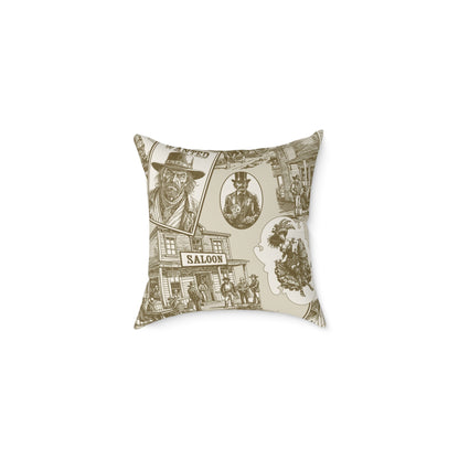 Wild West Legends Pillow | Rustic Square Poly Canvas Cushion
