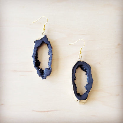 Elegant Crystalized Geode Dangle Earrings 219cz