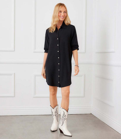 Ruched Sleeve Shirtdress