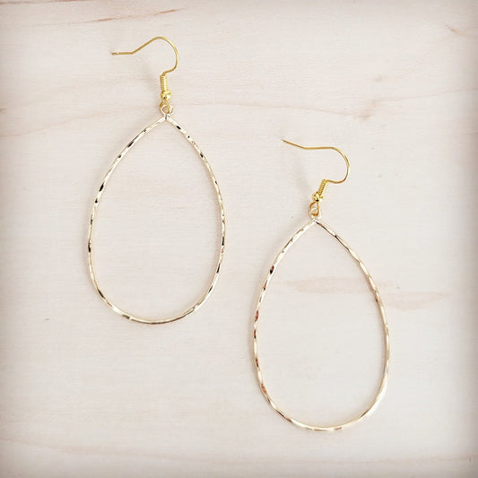 Hammered Gold Oval Hoop Earrings 200bl