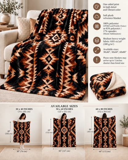 The Mesa Noir Western Plush Blanket