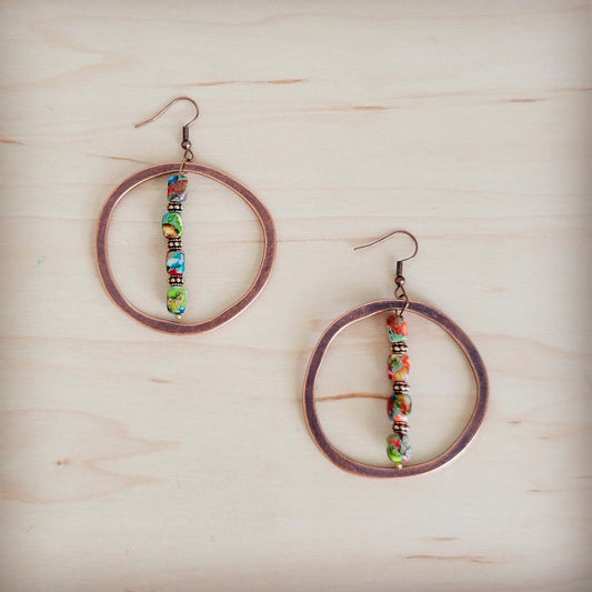 Western Copper Hoop Earrings w/ Multi Regalite 100i