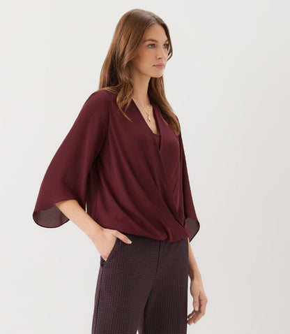 Bracelet Sleeve Drape Front Crossover Top