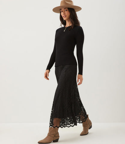 Petite Size Lace Midi Skirt
