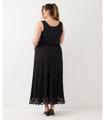 Plus Size Lace Midi Skirt