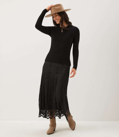 Petite Size Lace Midi Skirt
