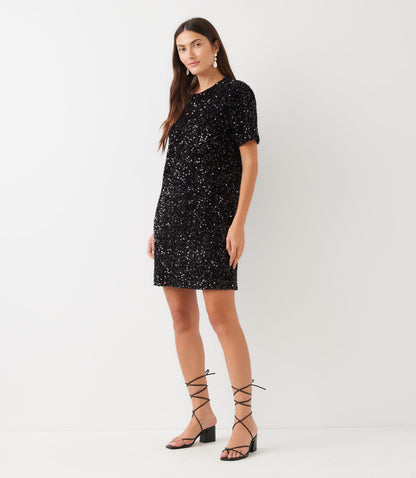Velvet Sequin Short Sleeve Dress