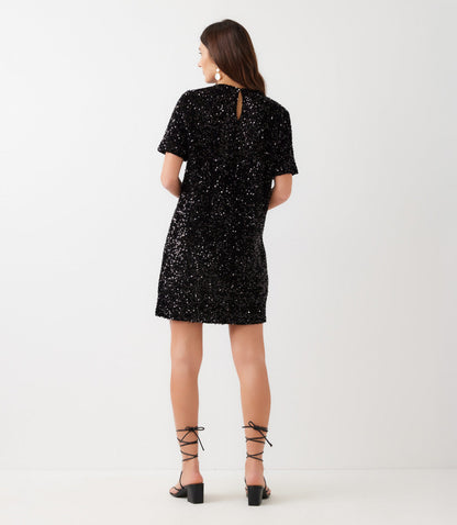 Velvet Sequin Short Sleeve Dress
