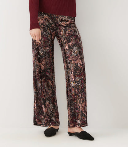Velvet Burnout Wide-Leg Pants