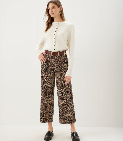 Corduroy Cropped Wide-Leg Pants