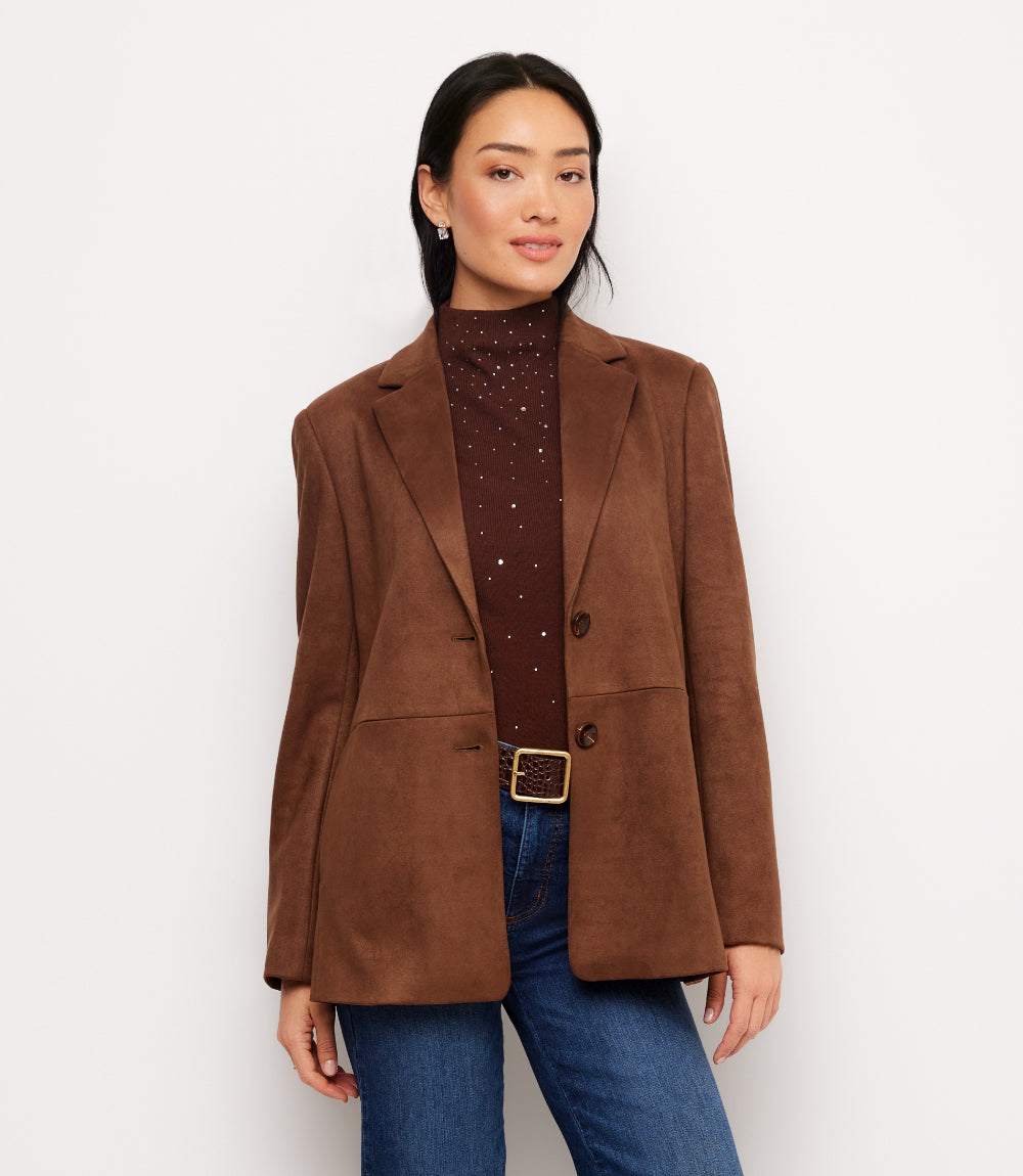 Faux Suede Blazer