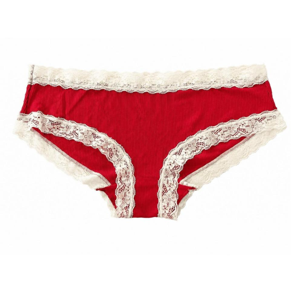 Rib Modal Cheeky with Contrast Lace, XS-2X