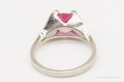 Vintage Designer Espo Pink Cubic Zirconia Sterling Silver Ring - Size 5