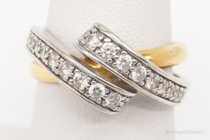 Vintage Cubic Zirconia Gold Vermeil Sterling Silver Ring - Size 7.25