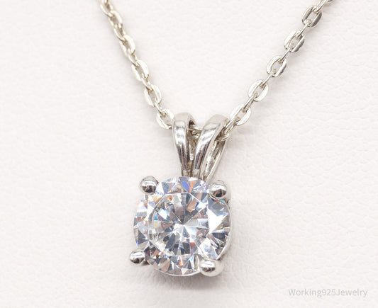 Vintage Large Cubic Zirconia DQCZ Sterling Silver Necklace