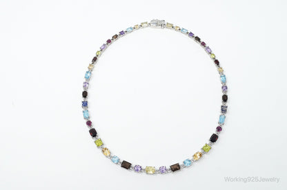Vintage Multi Stone Sterling Silver Necklace