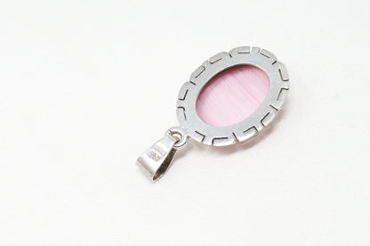 Vintage Handmade Mexico Pink Tigers Eye 950 Silver Southwestern Necklace Pendant