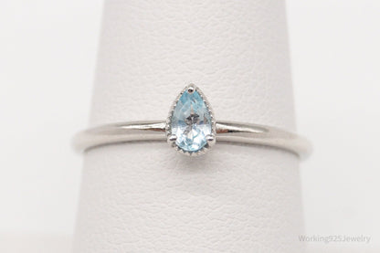 Vintage Blue Topaz Sterling Silver Ring - Size 8