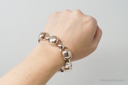 Vintage Designer Napier Modern Large Links Gold Tone Sterling Silver Bracelet
