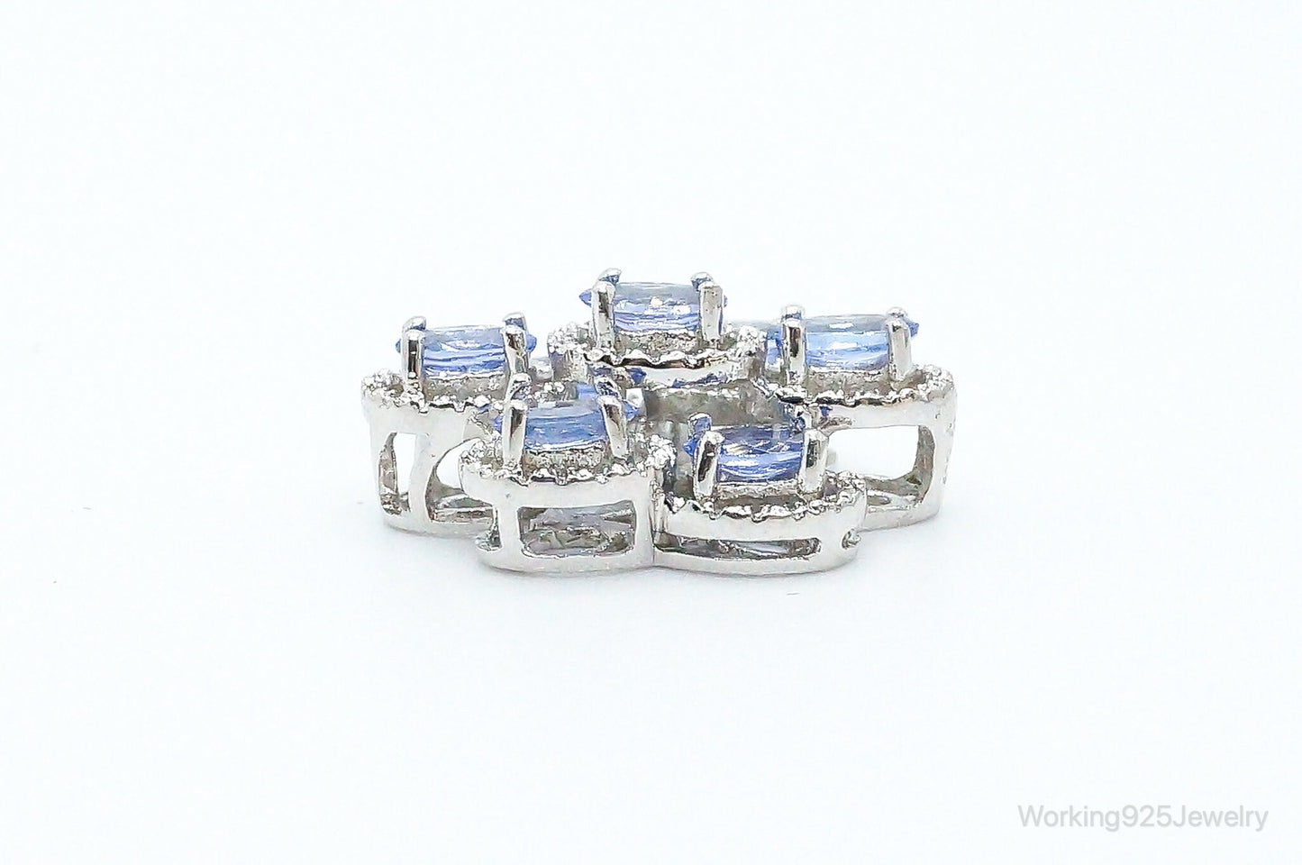 Designer Stauer Iolite Cubic Zirconia Sterling Silver Pendant