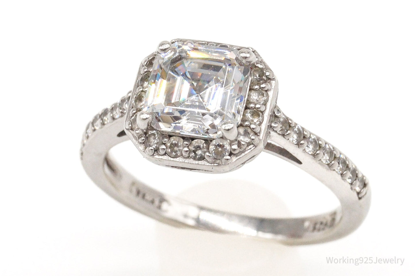 Vintage Cubic Zirconia Sterling Silver Ring Size 9