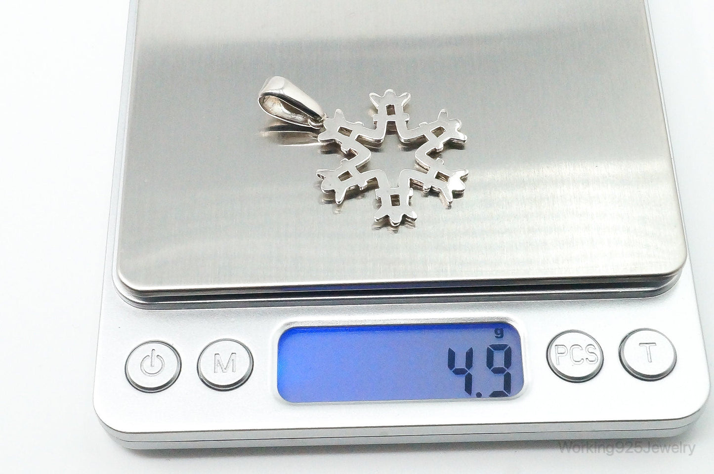Large Vintage Mexico Snowflake Sterling Silver Pendant
