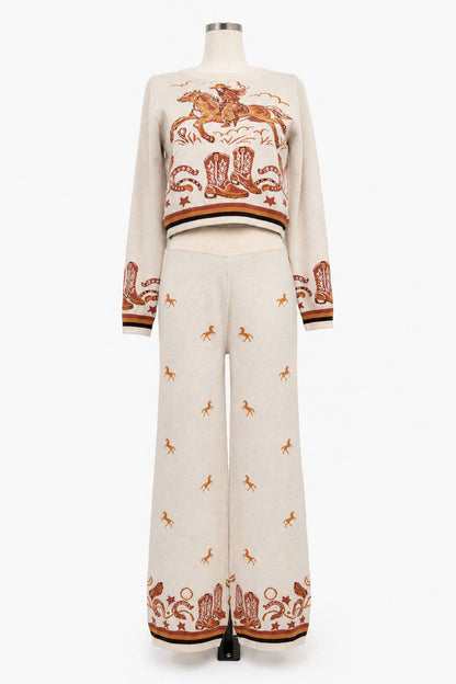 Western Graphic Sweater Set