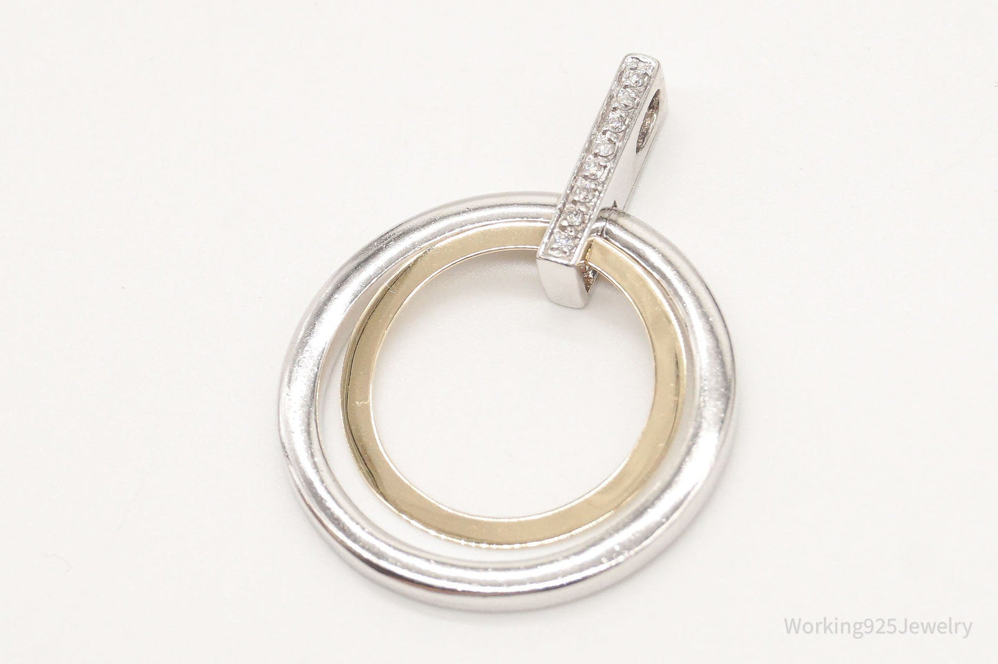 Vintage Designer Alwand Vahan 14K Gold Cubic Zirconia Sterling Silver Pendant