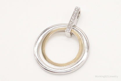Vintage Designer Alwand Vahan 14K Gold Cubic Zirconia Sterling Silver Pendant