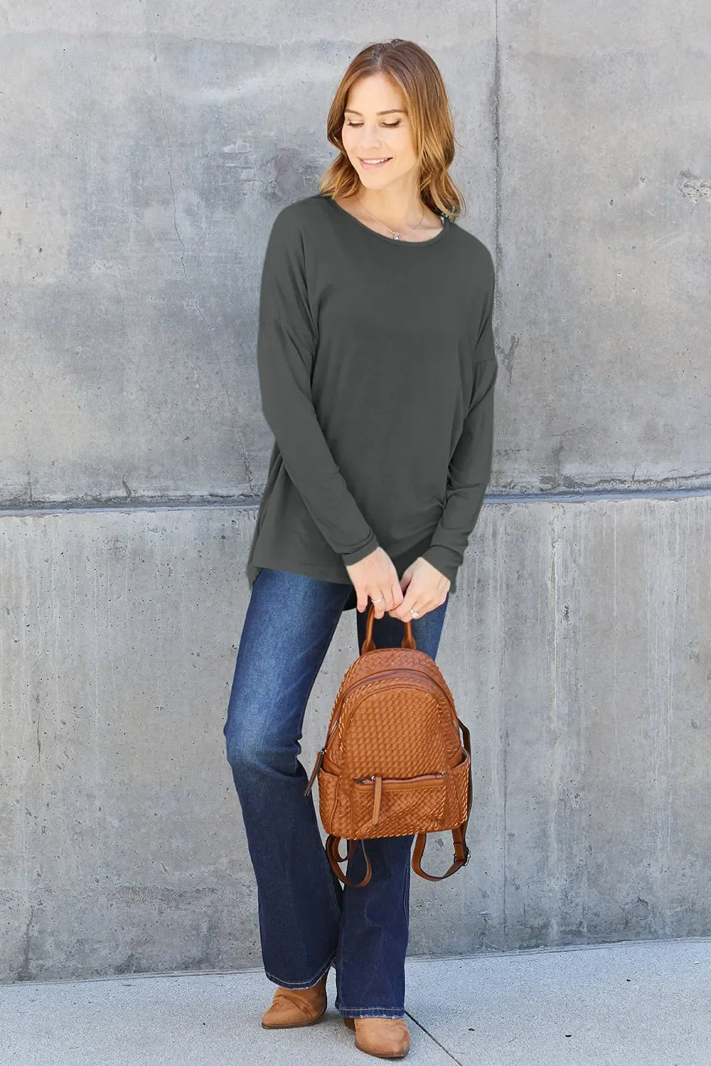 Basic Bae Full Size Relaxed Long Sleeve Tee