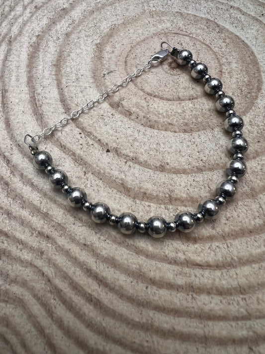3mm & 6mm Sterling Pearl Bracelet — 6 inch (with 3 inch extender)