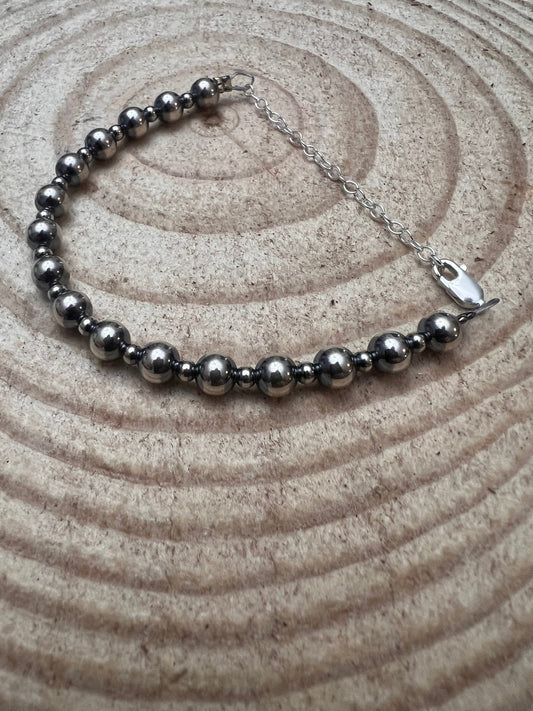 3mm & 6mm Sterling Pearl Bracelet — 6 inch (with 3 inch extender)