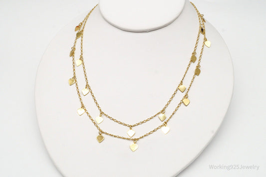 Vintage Galle 18K Yellow Gold Filled Heart Charms Necklace