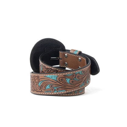 Bronco Sky Tooled Leather Western Belt | Branding Iron Western Wear