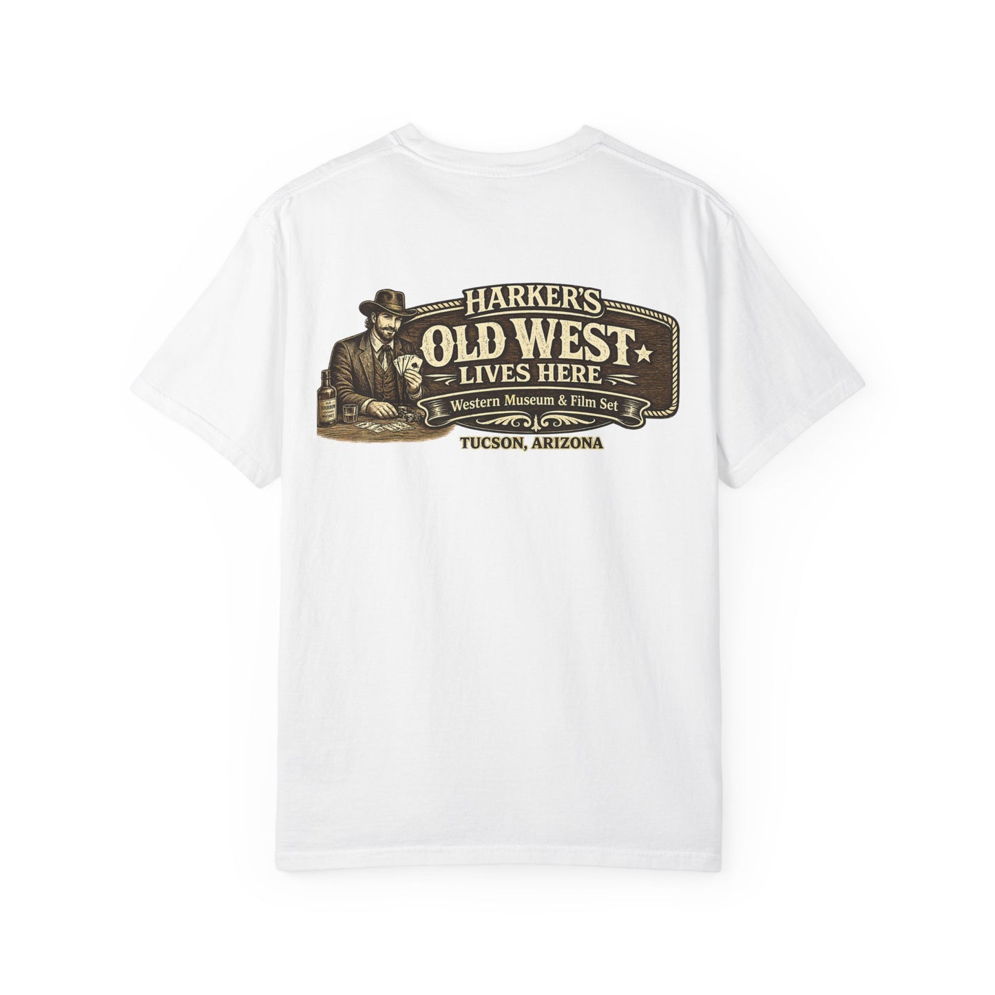 Harker's Gambler Unisex T-Shirt — “Harker’s Old West Lives Here” Vintage Western Tee