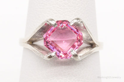 Vintage Designer Espo Pink Cubic Zirconia Sterling Silver Ring - Size 5