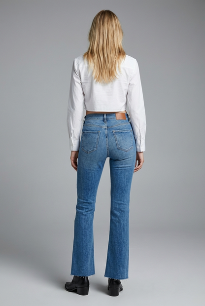 Melli High Rise Flare Jeans with Frayed Hem