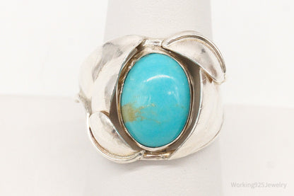 Vintage Turquoise Silver Ring - Size 9.25