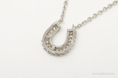 Horse Shoe Cubic Zirconia Sterling Silver Necklace