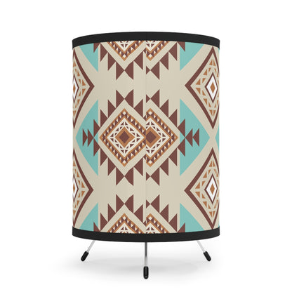 Tribal Pattern Tripod Lamp - High-Res Printed Shade, Stylish Home Décor