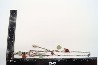 Vintage Multi Gemstone Bead Sterling Silver Necklace