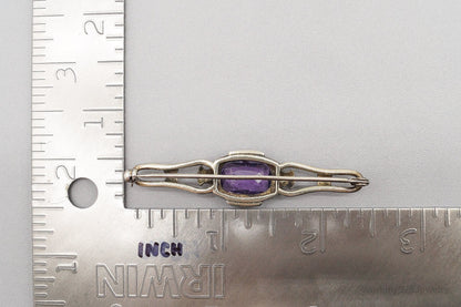 Antique Amethyst 835 Silver Pin Brooch
