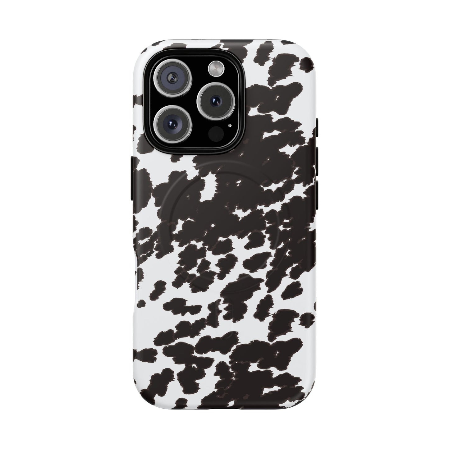 Cow Print Tough Magnetic Phone Case — Black & White Protective MagSafe Cover