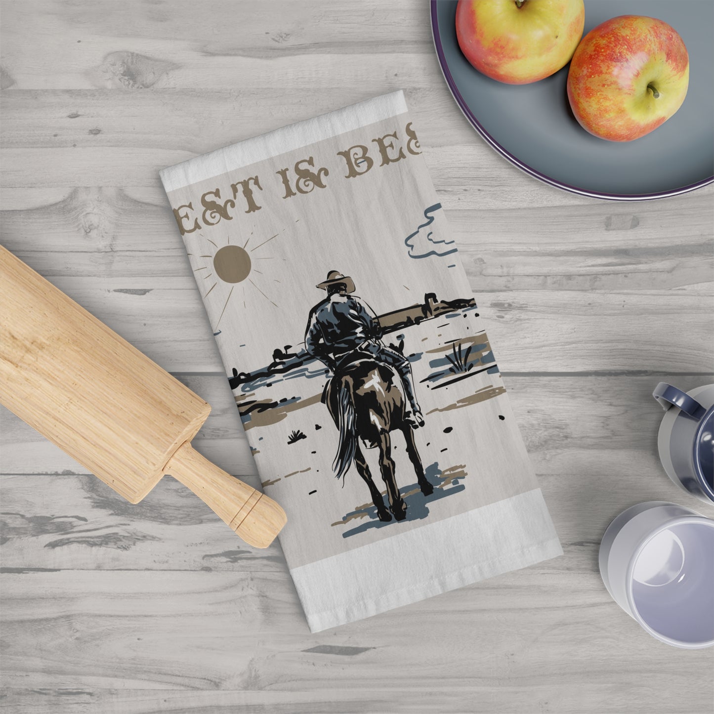 West is the Best - Rustic Western Tea Towel - "West is Best" Design