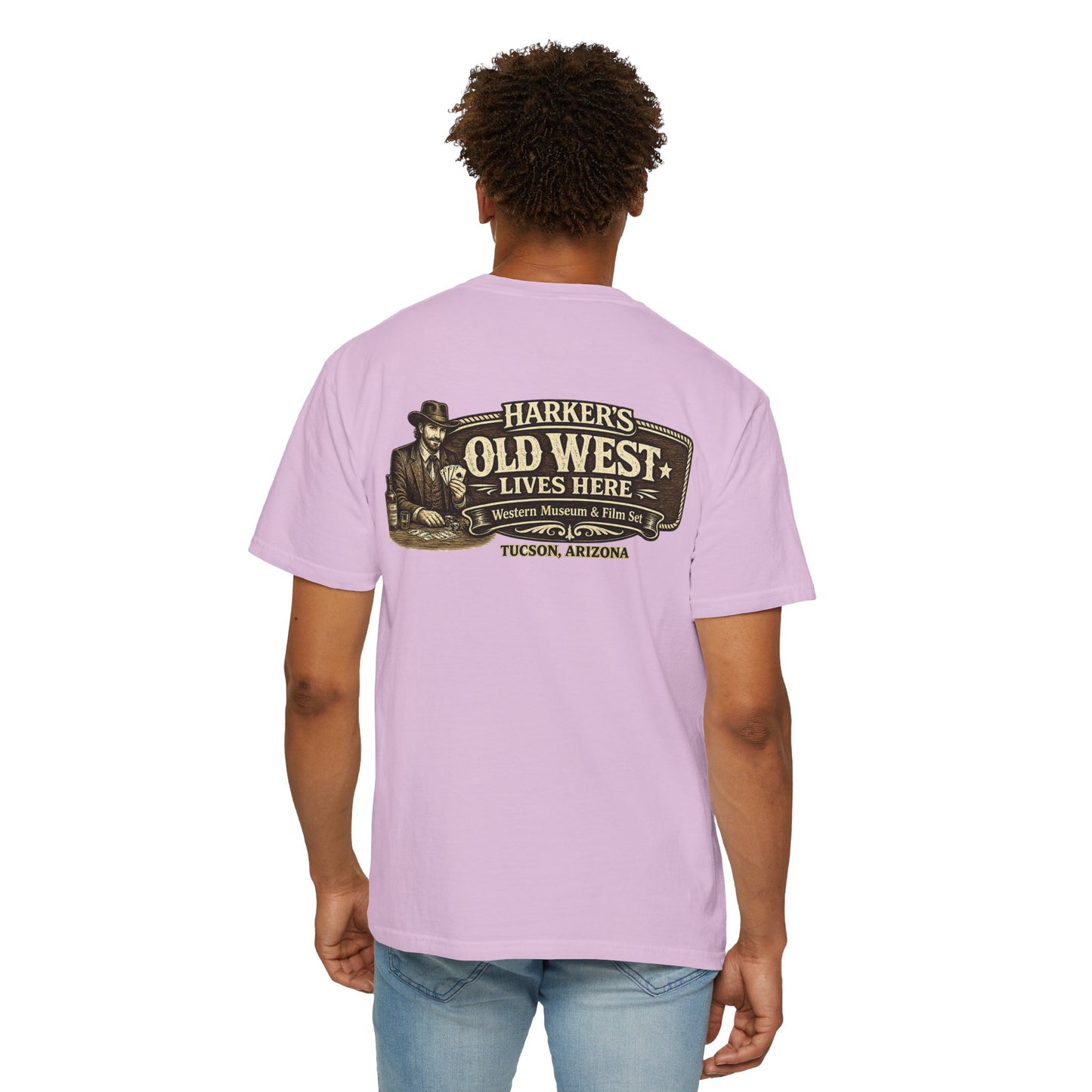 Harker's Gambler Unisex T-Shirt — “Harker’s Old West Lives Here” Vintage Western Tee