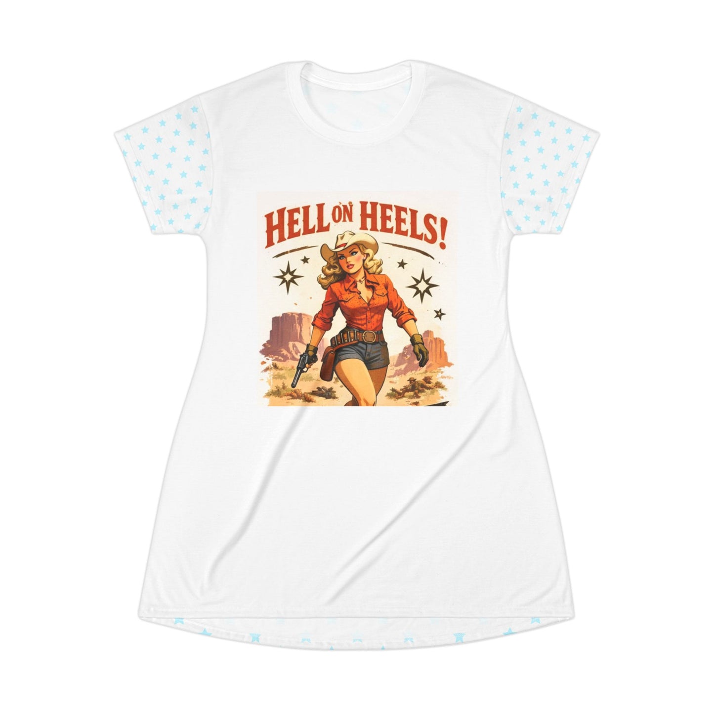 Hell on Heels! Retro Cowgirl T-Shirt Dress