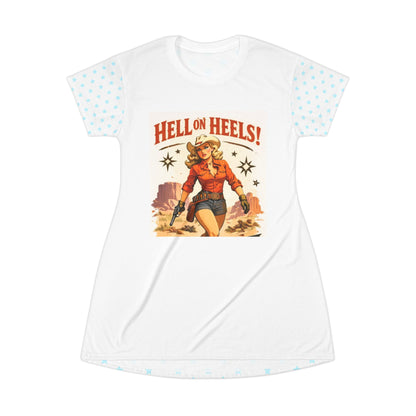 Hell on Heels! Retro Cowgirl T-Shirt Dress