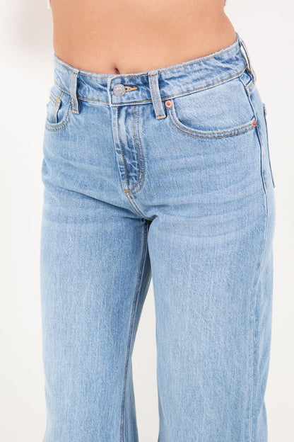 Vivid Horizon Color Dyed High Rise Baggy Wide Jeans