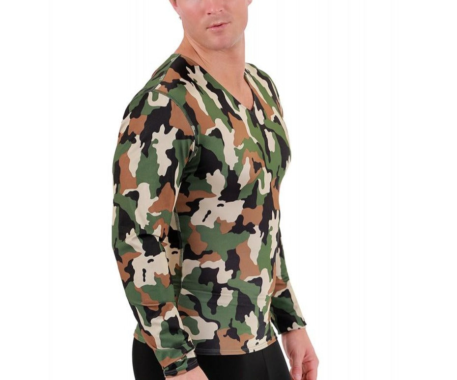 Insta Slim Big and Tall Camo Activewear Long Sleeve V-Neck 3VLST01BT