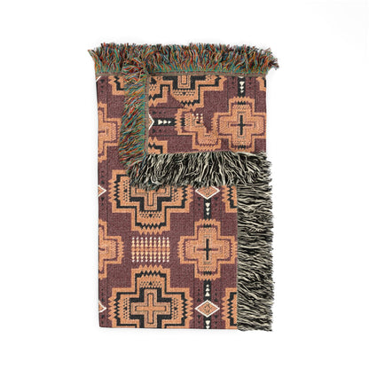 Southwestern Woven Blanket – Geometric Tribal Throw for Cozy Living Room or Cabin